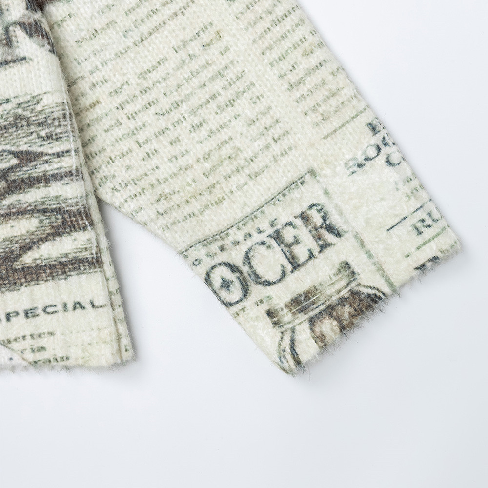 Cartoon puppy newspaper printed cardigan sweater — image 5