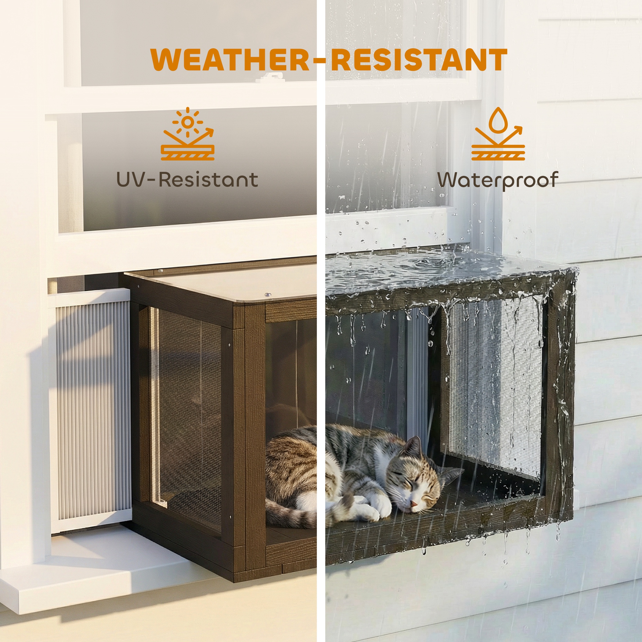 Catio Outdoor Cat Enclosure 25"–41" Outdoor Cat House for Sunbathing, Napping & Overlooking — image 4
