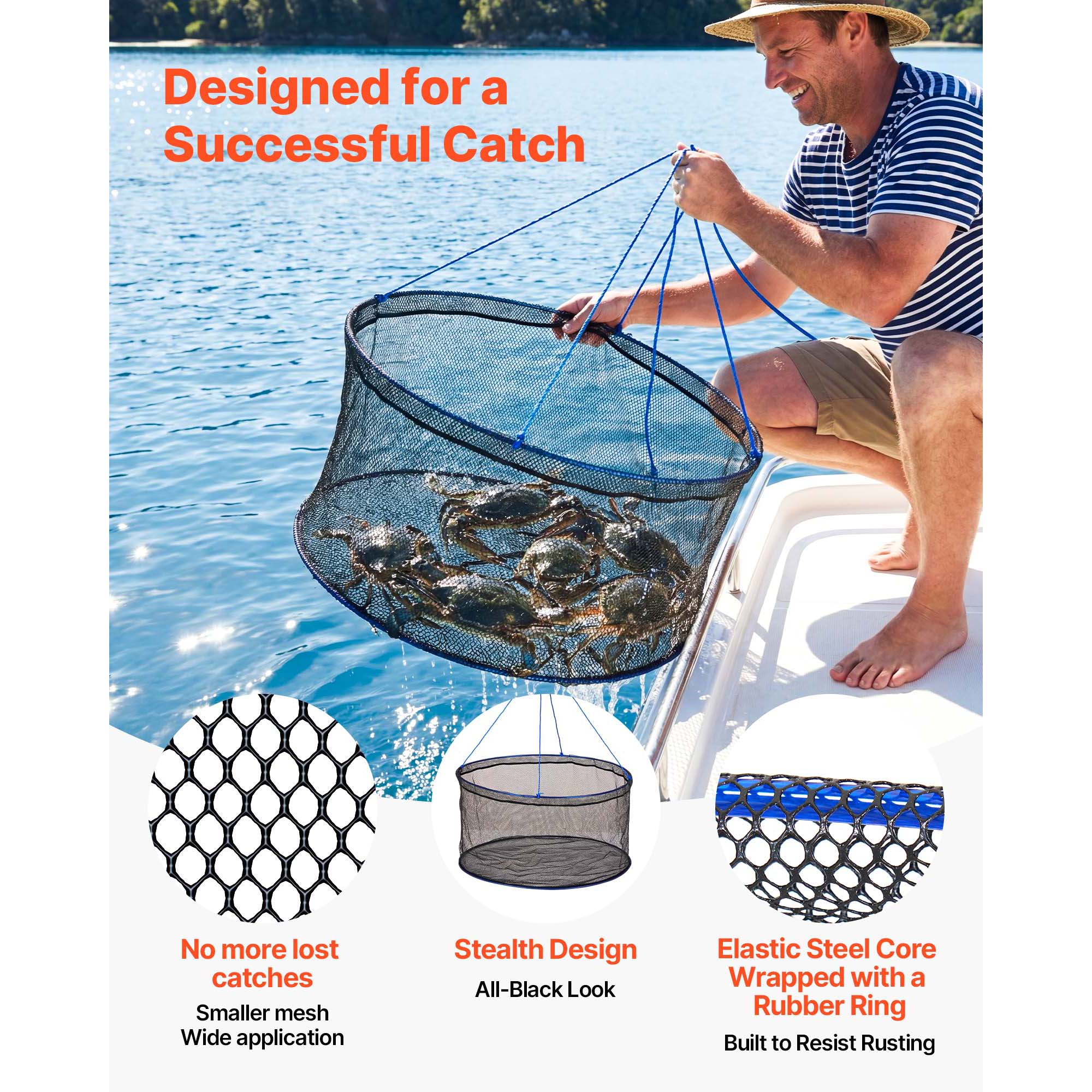 Redes de Pesca Portátiles, Cangrejos y Crustáceos - Redes para Pescar en Acantilados con Bolsa de Almacenamiento — imagen 3
