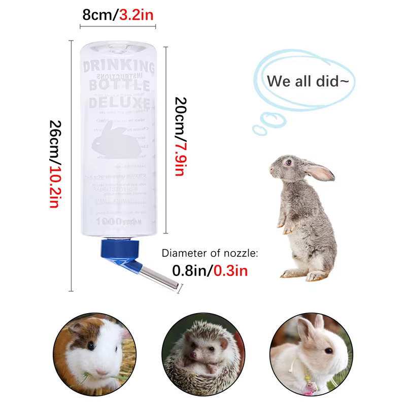 Bottle de Agua Automático para Pequeños Animales 1000 ml - Colores Aleatorios, Suspendido — imagen 4