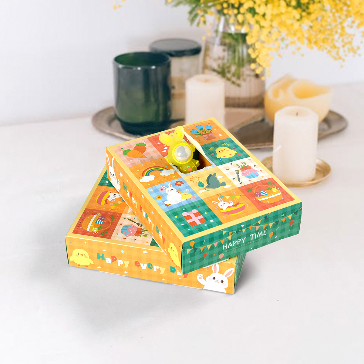 15 piezas de cajas de calendario de sorpresas con patrones conejo, pollo y conejito para Navidad o Pascua — imagen 3