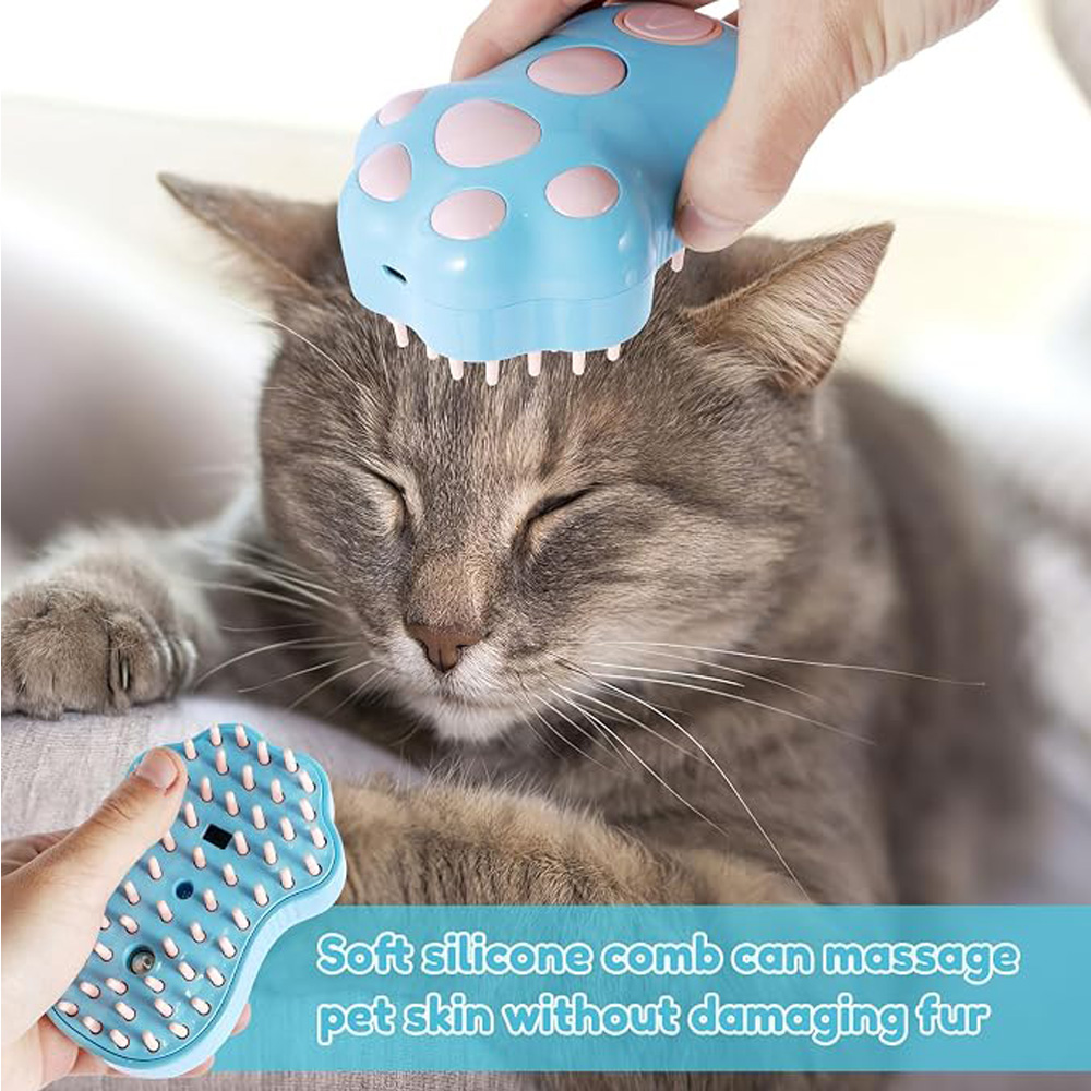 Pulidora de Vapor Recargable con Forma de Garra de Gato: Cepillo para Mascotas con Dientes de Silicón Suaves para Masaje, Pérdida de Pelo y Eliminación de Pelos — imagen 5