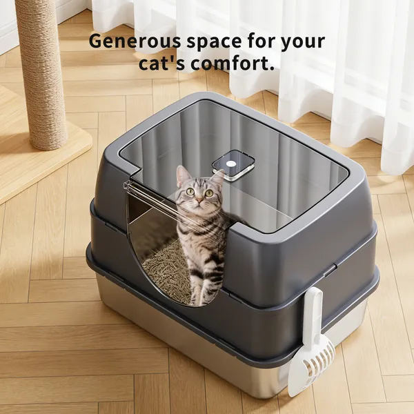 Galaxy Stainless Steel Gray Cat Litter Box, Sturdy And Durable, Easy To Clean, Odorless, Non Stick To Sand, Is A Quality Choice — image 6