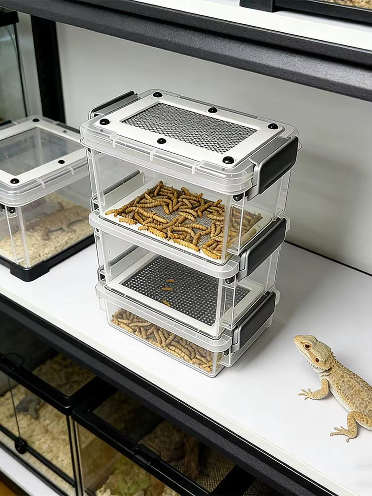 Mealworm Breeding Kit 3-Layer Silkworm Feeder Bin Corn Worm Breeder Box for Pet Parents Animal Lovers Keepers Breeders Hobbyists — imagen 3
