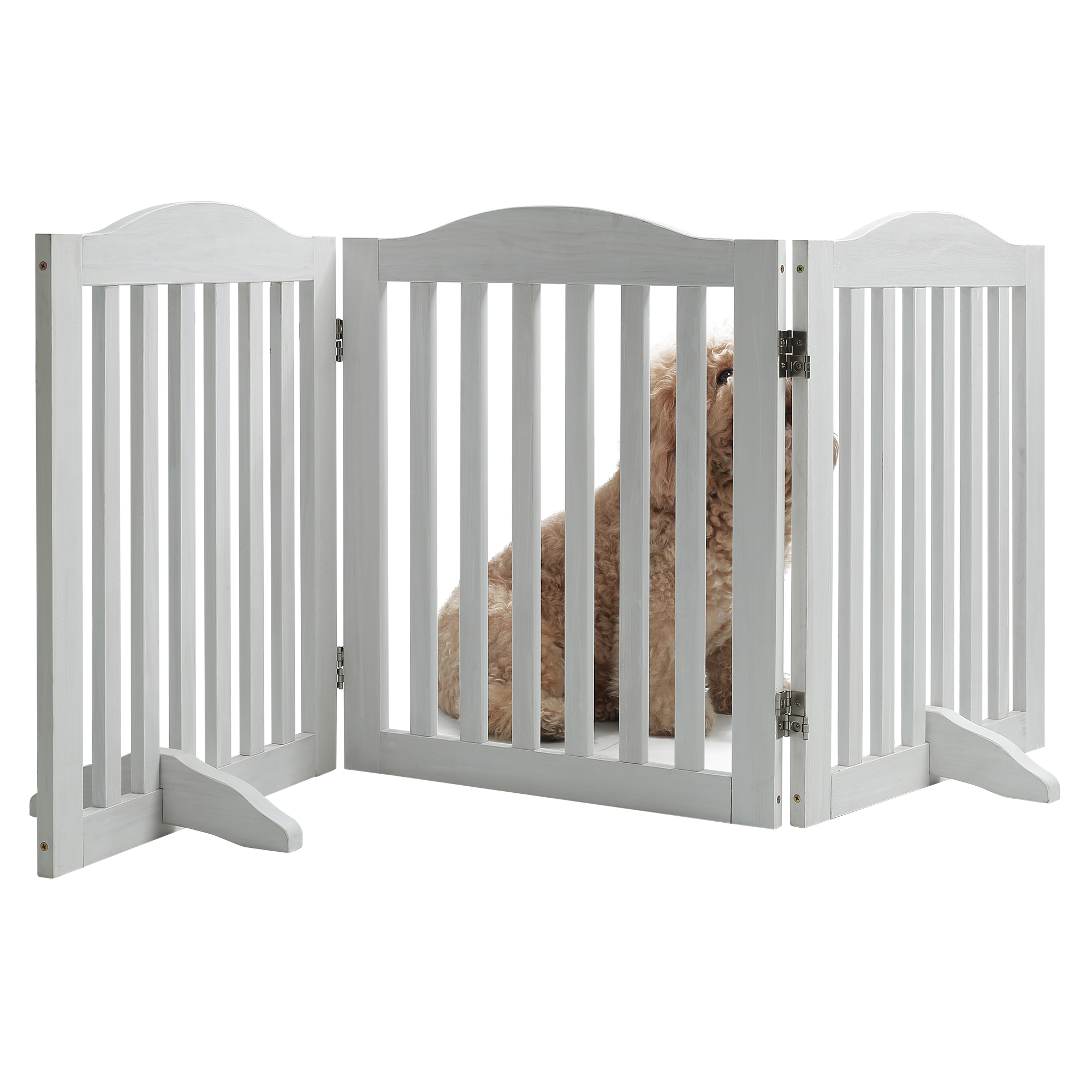 Puerta de Madera Plegable para Mascotas, 3 Paneles, 24 pulgadas, Barra de Acceso para Perros en Casa — imagen 10