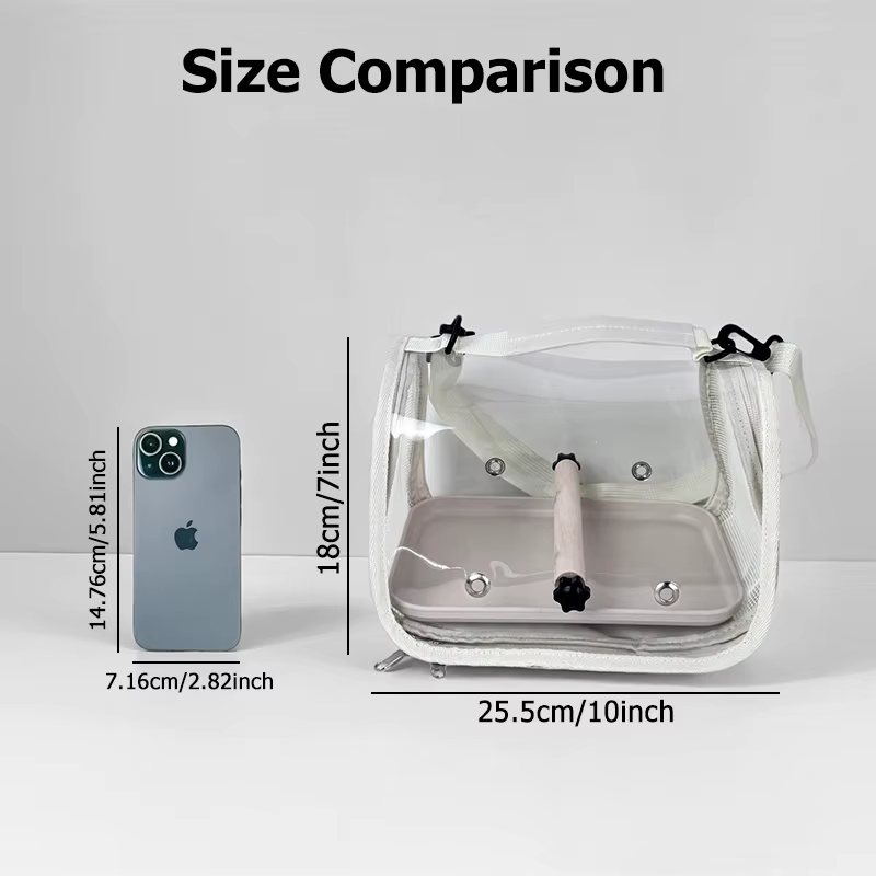 Mochila Portátil para Aves con Soporte y Cuerdas Removibles Diseño Respiratorio Ideada para Pequeños Animales y Pájaros Canarios, Loros, Hamsters — imagen 4