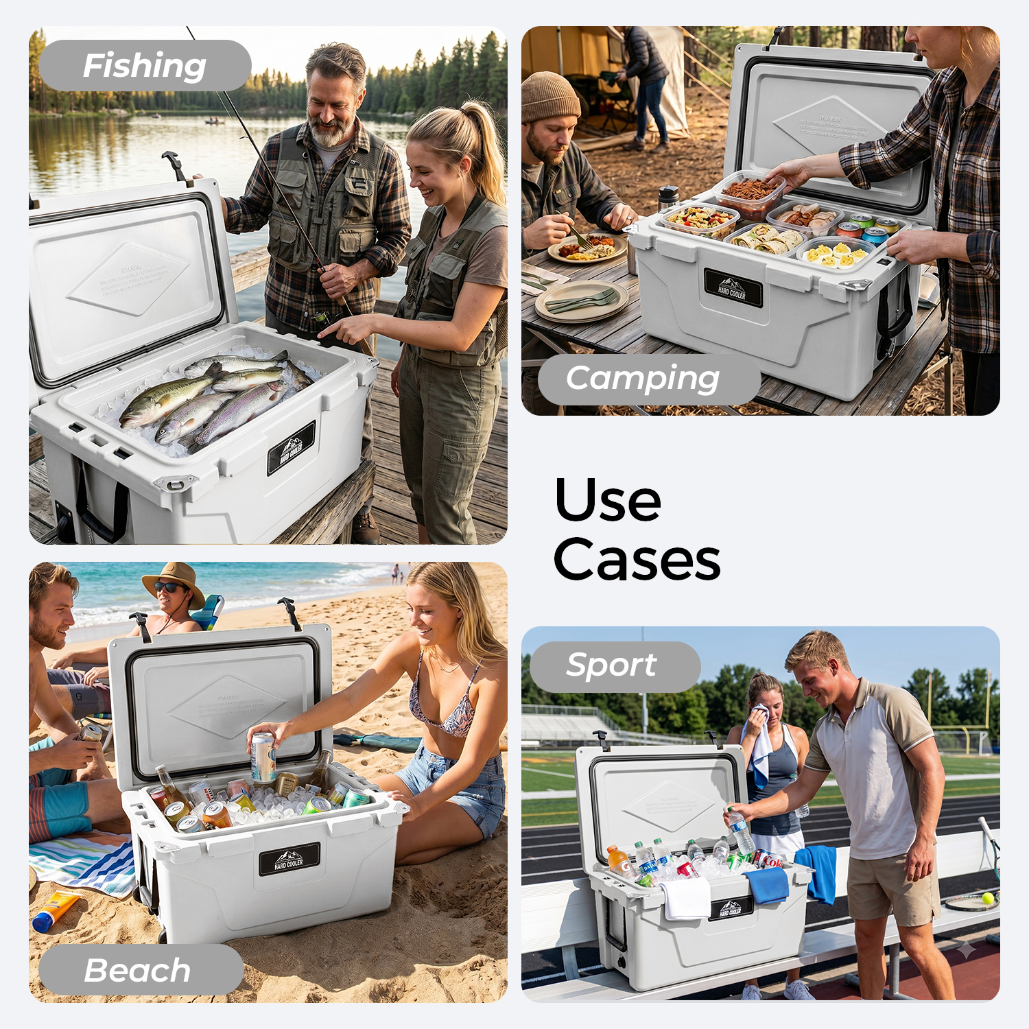 Nevera portátil de camping y pesca blanca de 65QT aislada — imagen 5