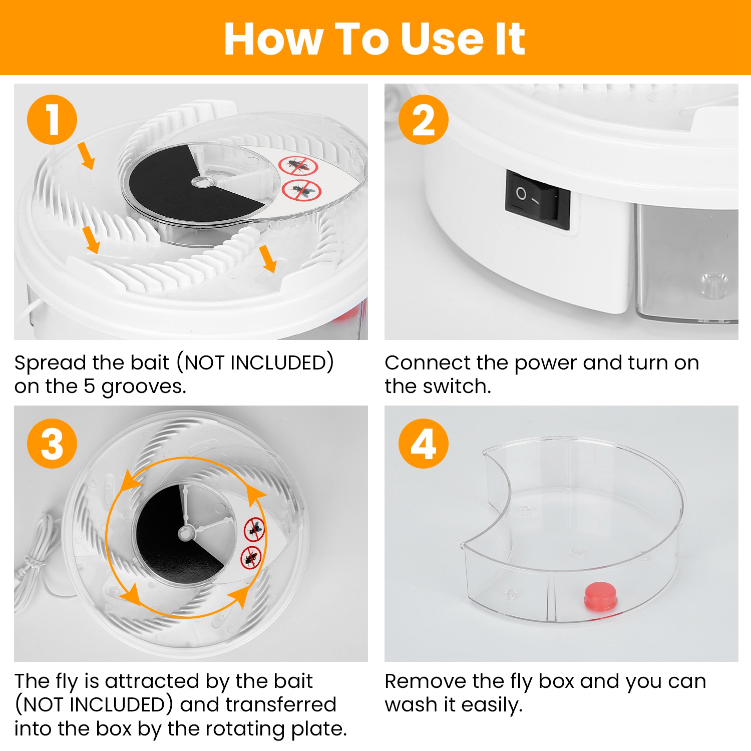 Presa Eléctrica Automática de Moscas con Brazo Rotativo, Repelente de Insectos para Hogar y Restaurante — imagen 10