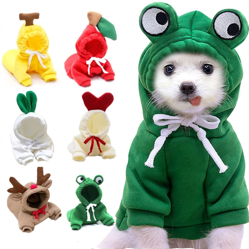 Cute Fruit Dog Clothes For Small Dogs Hoodies Winter Warm Fleece Pet Clothing Puppy Cat Costume Coat For French Chihuahua Outfit — image 4
