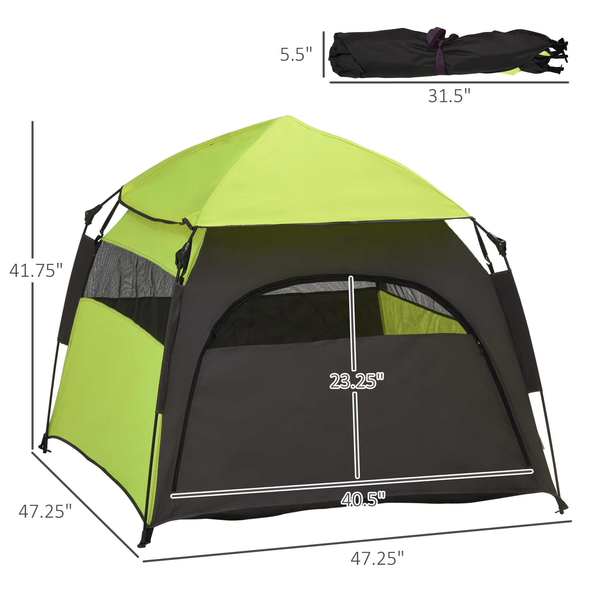 Tenda de Camping para Perros Grandes y Extra Grandes, Tenda Portátil para Mascotas con Bolsa de Transporte para Playa, Jardín, Hogar, Verde — imagen 7