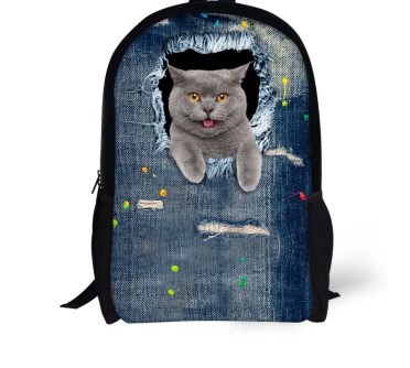 Mochila de Gato para Niños - Cómica con Animales 3D en Denim para Chicos y Chicas — imagen 6