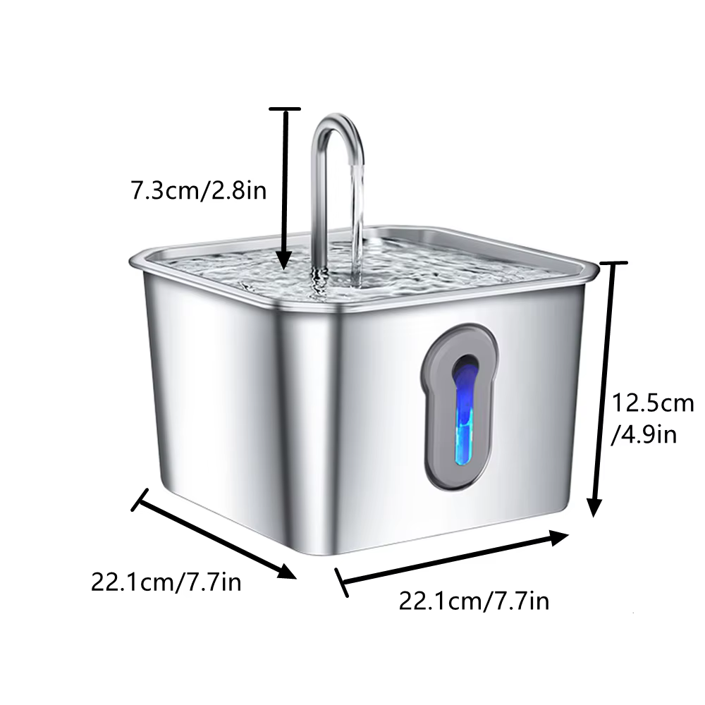 Stainless Steel Cat Water Fountain, 134oz/4L Automatic Pet Water Fountain With Ultra-Quiet Pump for Cats Dogs, Multiple Pets — image 6