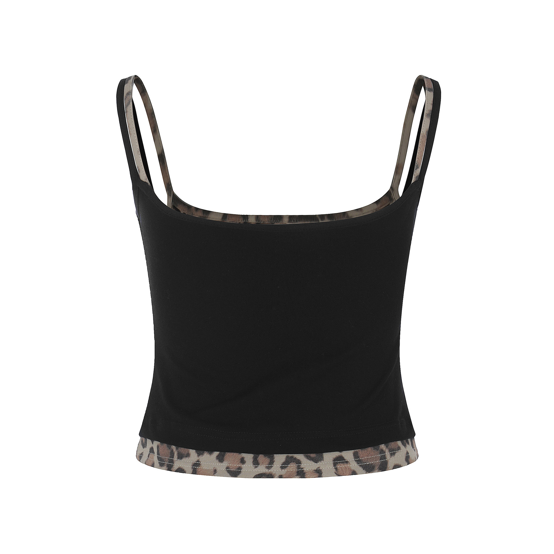 Leopard Print Faux Two-Piece Halter Top for Women Slim Fit and Bodycon Casual Blouse — image 3
