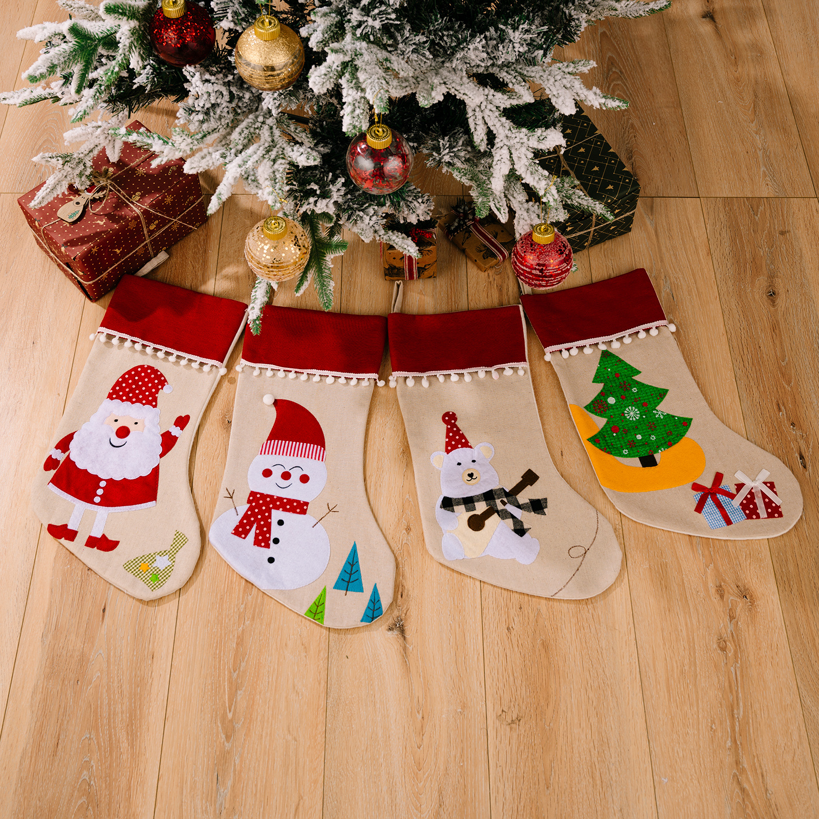 Christmas Decorations Cartoon Christmas Socks Creative Elk Santa Claus Christmas Gift Socks Gift Bag — image 3
