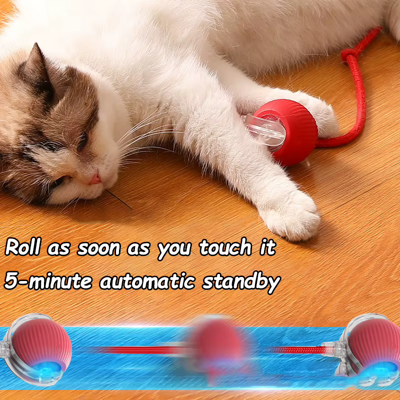 New Cat Interactive Ball Toy Automatic Rolling Ball Faux Tail Rechargeable Smart Pet Electric Toy Dog Cat Training Imitate Mouse — image 4