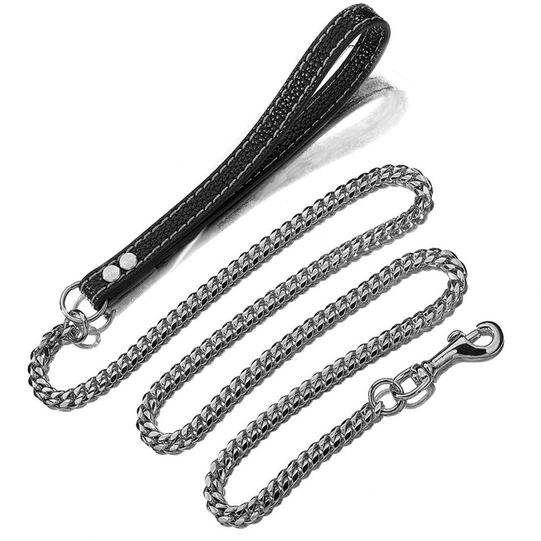 Cadena de tracción para perros en acero inoxidable con hebilla de cuero dorada cadena cubana tamaño medio para mascotas caninas — imagen 4