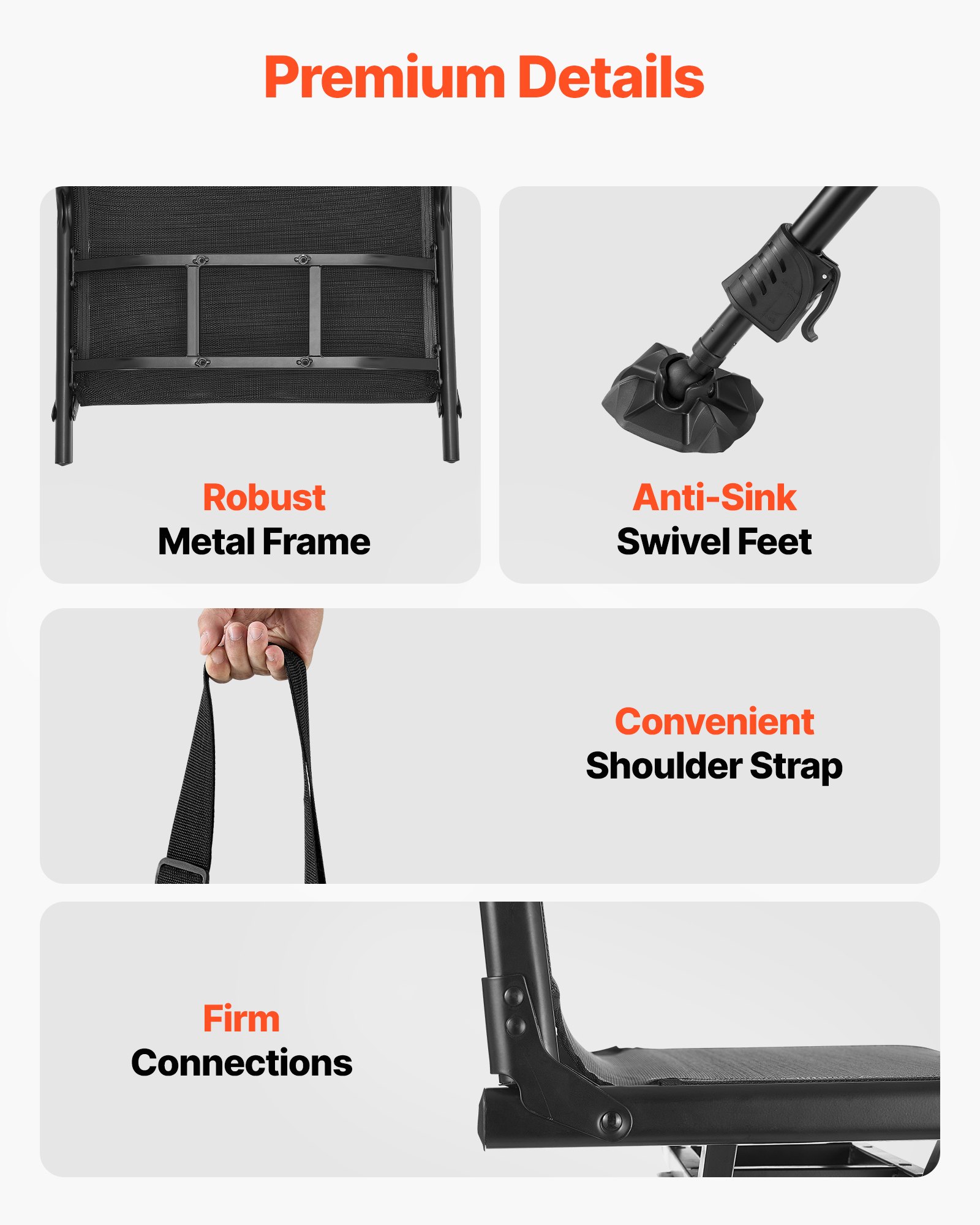 Silla de Caza Silenciosa 360°, Asiento Plegable Portátil con Cadena de Sujeción para Pesca y Camping — imagen 5