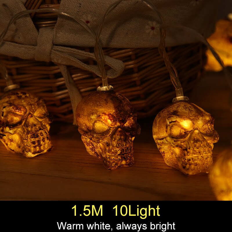 1.5m 10Led Halloween Pumpkin Ghost Skeletons Bat Spider Led Light String Festival Home Bar Party Decor Halloween Ornament — image 11