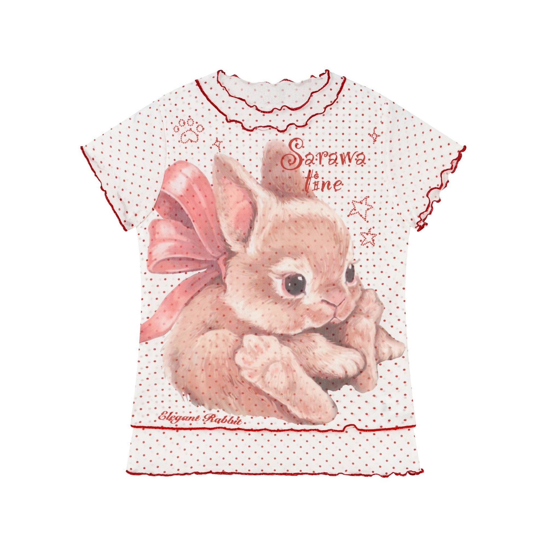 Cute Rabbit Print Short Sleeve T-Shirt for Women — image 9