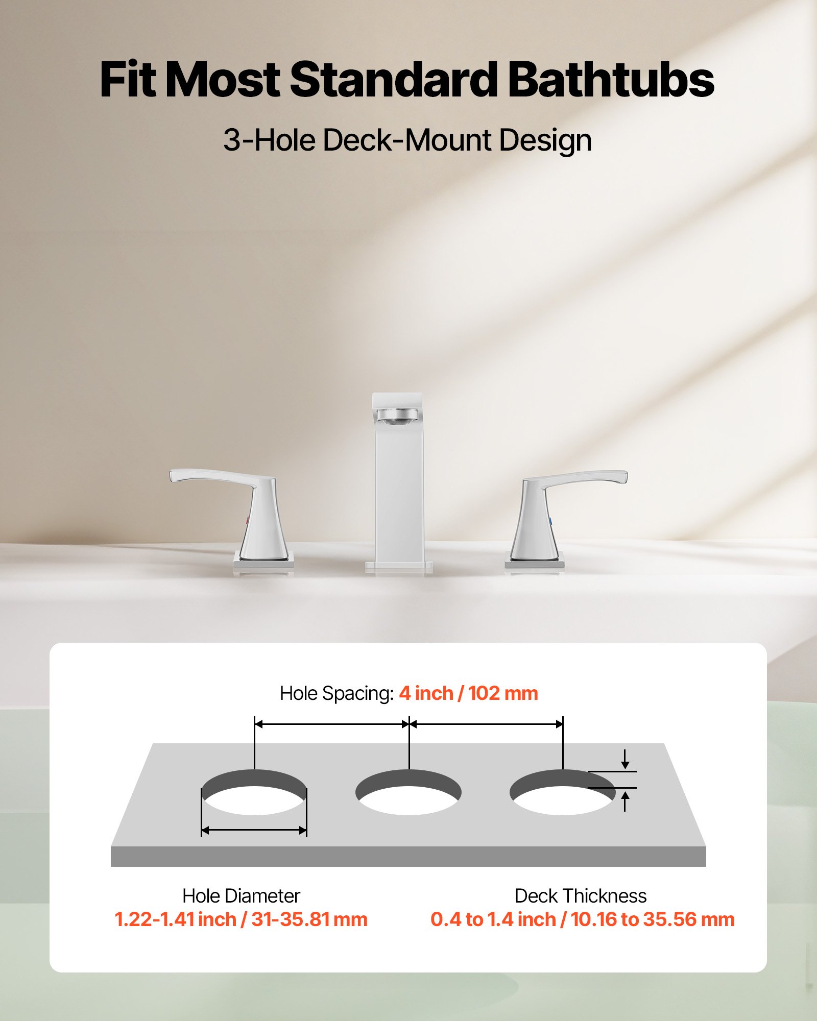 Roman Tub Faucet, 3 Hole Waterfall Bathtub Faucet, Bath Tubs Faucets Set With 2 Handles, Roman Tub Faucets Deck Mount For Pet Washing, Baby Care, Adult Bathing, Silver, Right-Angle Tub Faucet — imagen 3