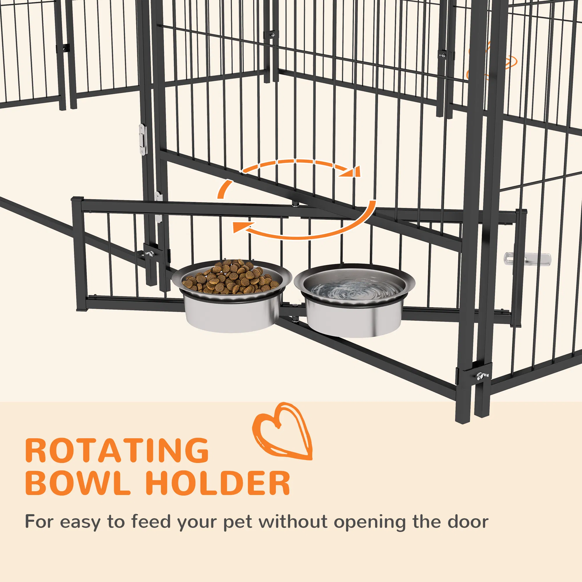 6.9' x 4.6' x 5' Outdoor Dog Kennel with Canopy, Rotating Bowls, Coffee — image 2