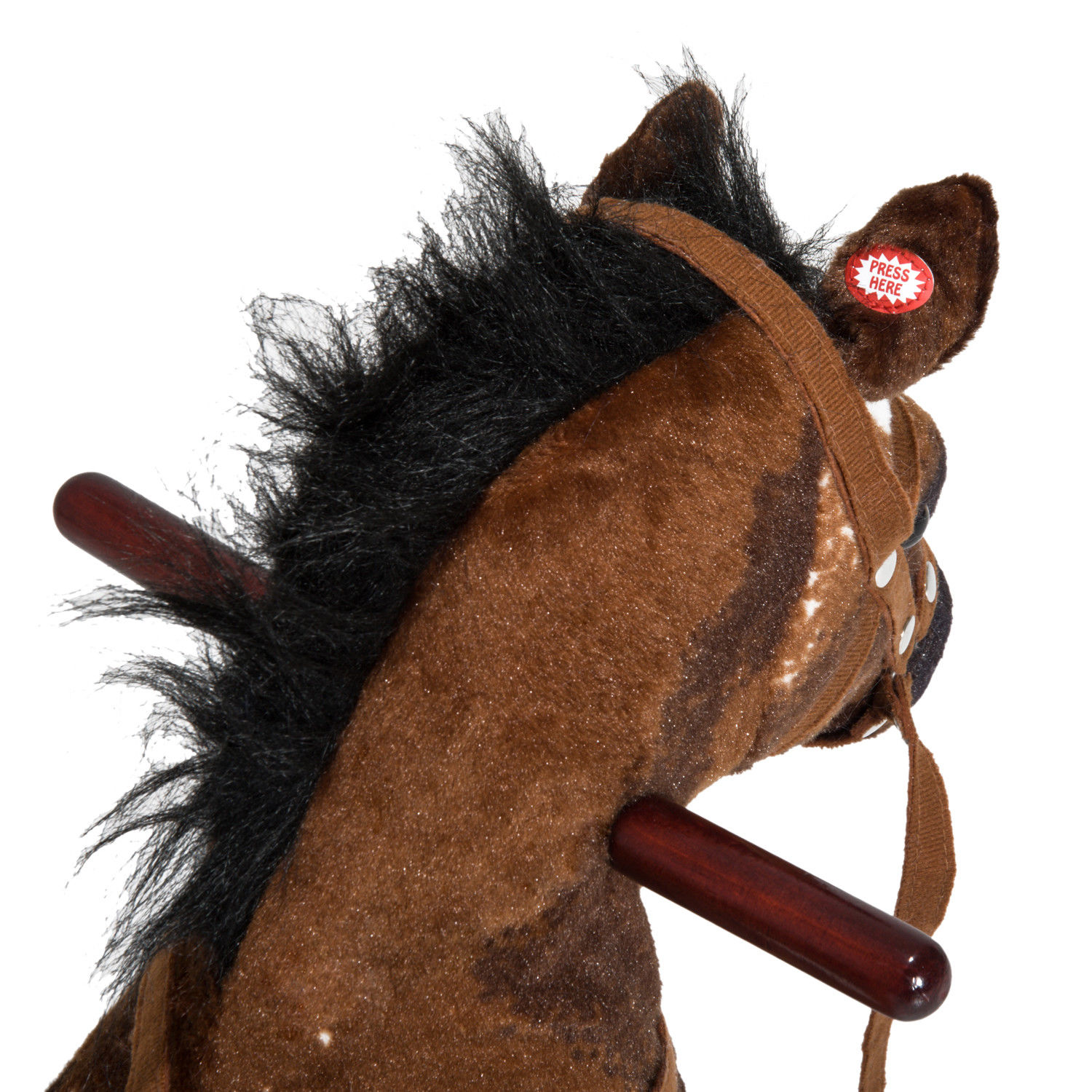 Caballo de Madera Plush para Niños con Sonidos Realistas, Marrón Oscuro/Blanco — imagen 2