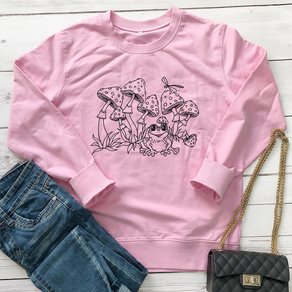 Mushroom Frog Cartoon Printed Hoodie — imagen 7