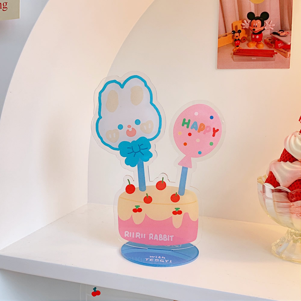 Creative Desktop Flower Decoration Cute Cartoon Acrylic Folder Sweet Soft Cute Bear Rabbit Multi-Function Note Holder — image 12