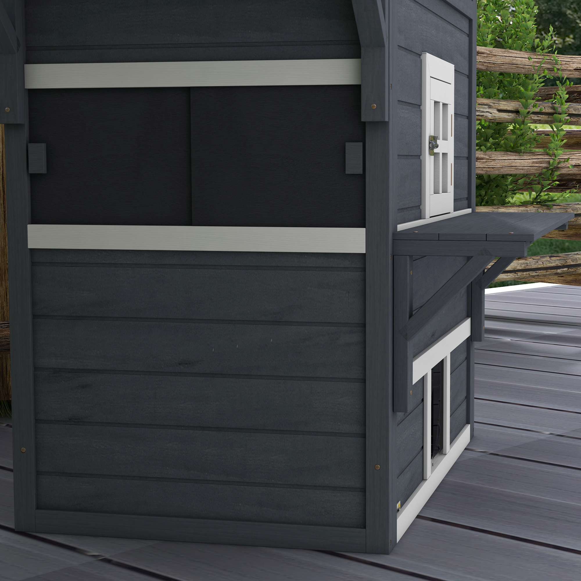 Casa de Gato Exterior, 3 Niveles, Refugio para Gatos Ferales, Resistente al Tiempo, con Puerta de Escape — imagen 5
