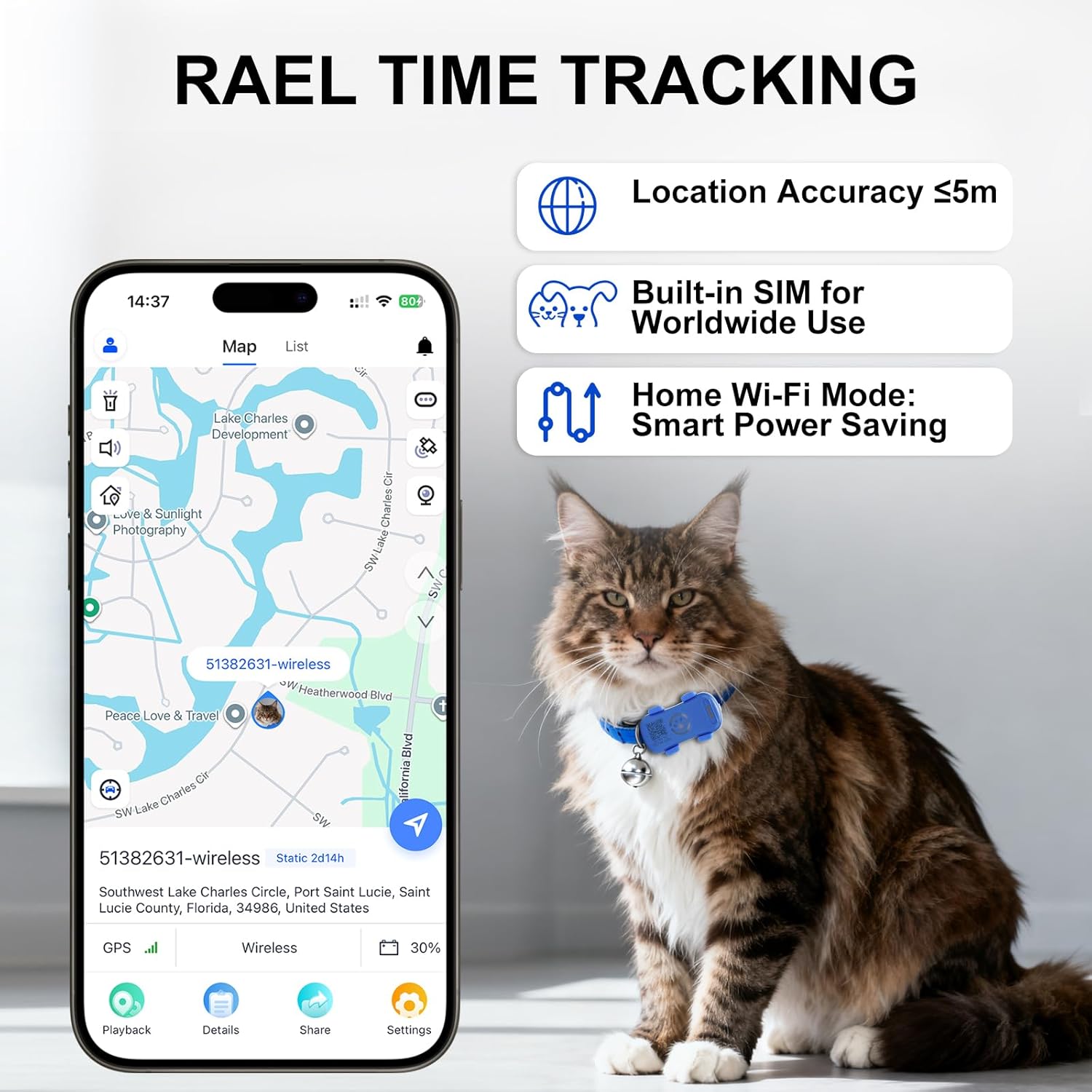 Rastreador GPS para Perros en Tiempo Real, Protección Antipérdida con Geocortina y Alarma Sonora y Luz, Trackede sin Límite, Compatible con la Mayoría de Collares de Mascotas, Suscripción Obligatoria — imagen 10