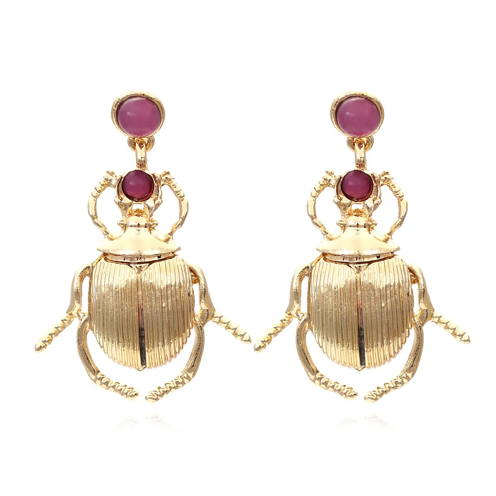 Exaggerated Metal Beetle Earrings for Women Punk Simple Animal Geometric Drop Earrings Accessories Jewelry Gifts — image 1