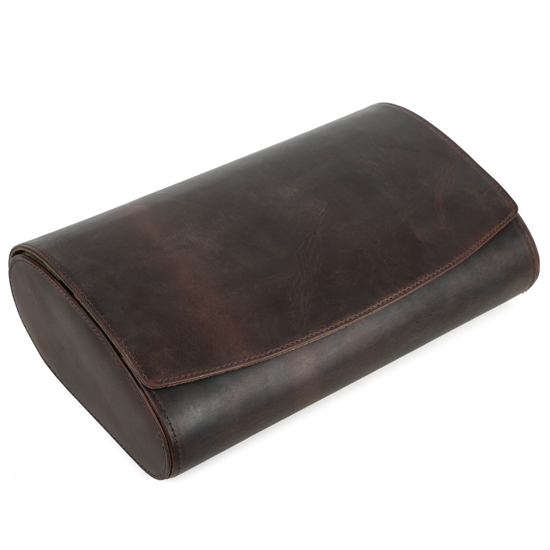 Vintage Crazy Horse Leather 8-Piece Shockproof Watch Storage Box, Portable Genuine Leather Watch Case for Travel — image 5