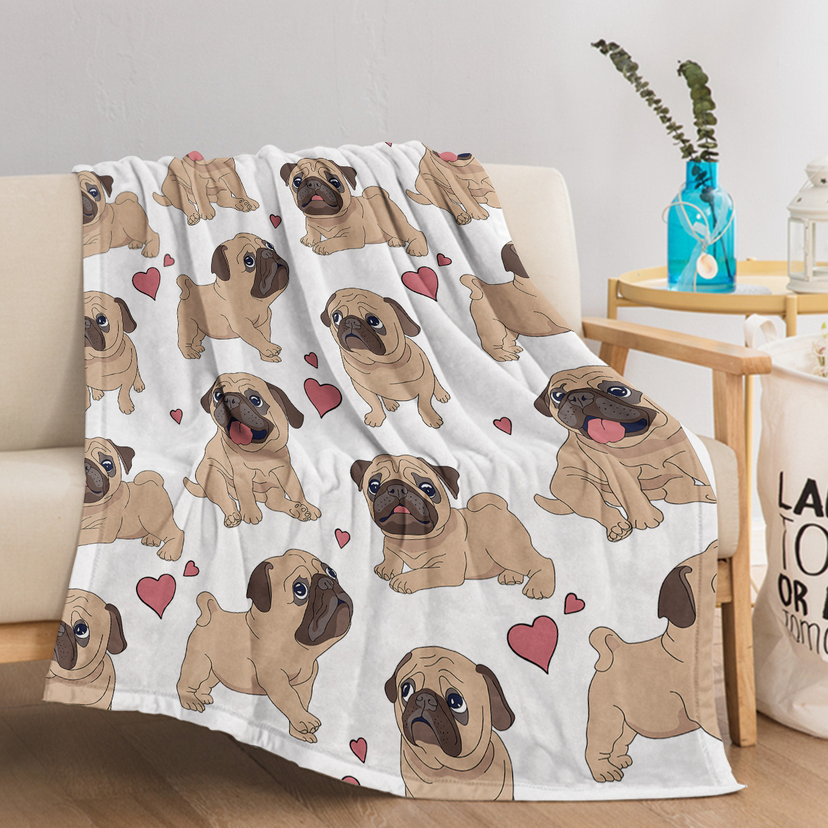 Manta de Estilo Cariñoso de Perro Lapón con Patrón de Corazones Colorido Suave y Amigable para la Piel — imagen 5