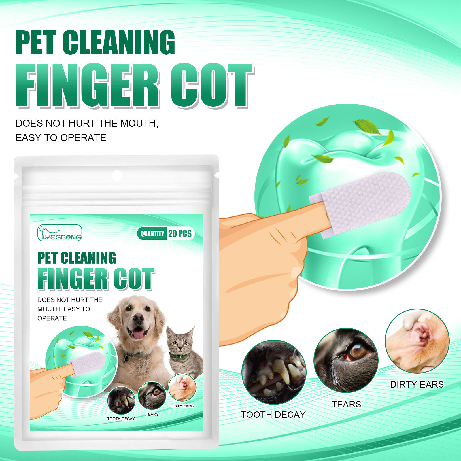 Conjunto de limpieza dental para mascotas - Dedos para perros y gatos — imagen 3