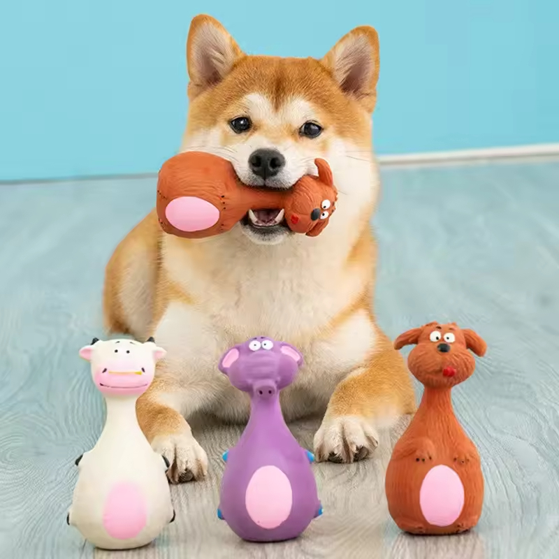 4 Piezas de Juguetes Masticables de Látex para Perros con Sonido, Juguetes Interactivos para Salud Dental, Suministros para la Dentición de Cachorros — imagen 1