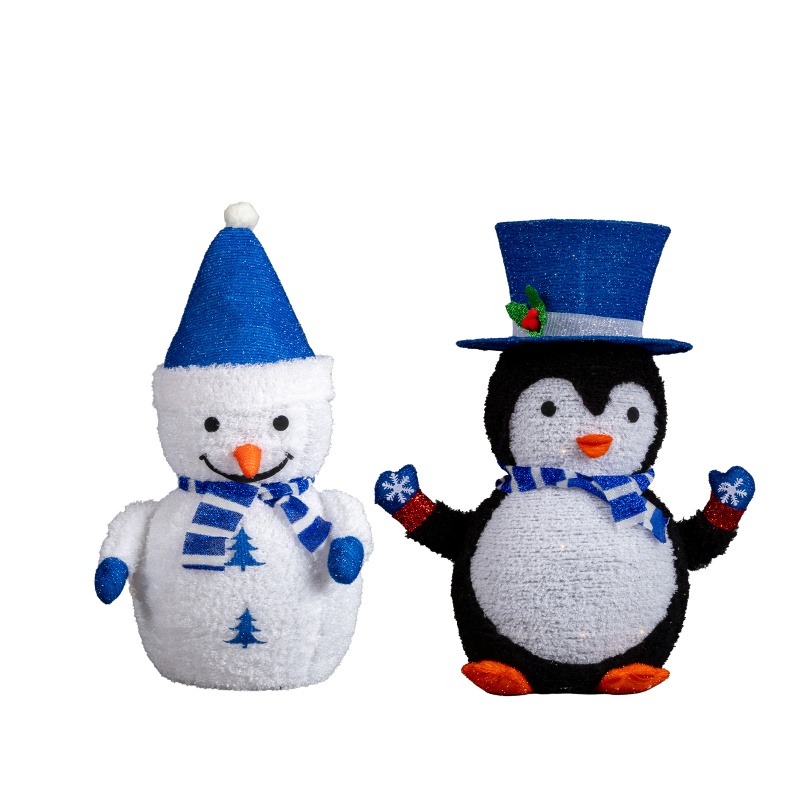 Conjunto de 2 Decoraciones Navideñas con Iluminación LED para Pinguinos y Papá Noel, Decoración Pre-iluminada que Se Levanta con 100 Luces Blancas Calientes para Decorar Navidad Exterior e Interior — imagen 1