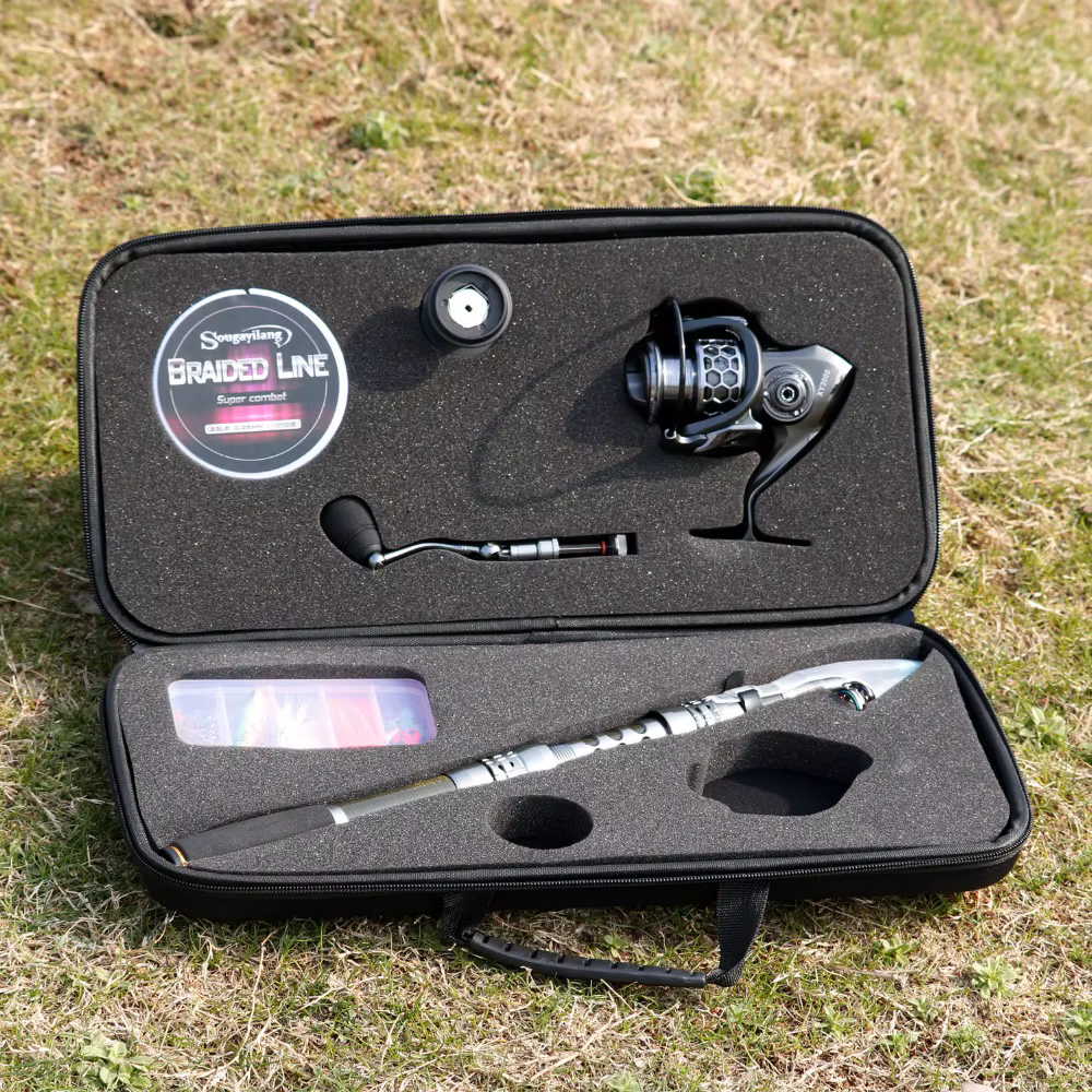 Sougayilang Fishing Rod Combos with Telescopic Fishing Pole Spinning Reels Fishing Carrier Bag Lure line Sets For Travel Fishing — image 5