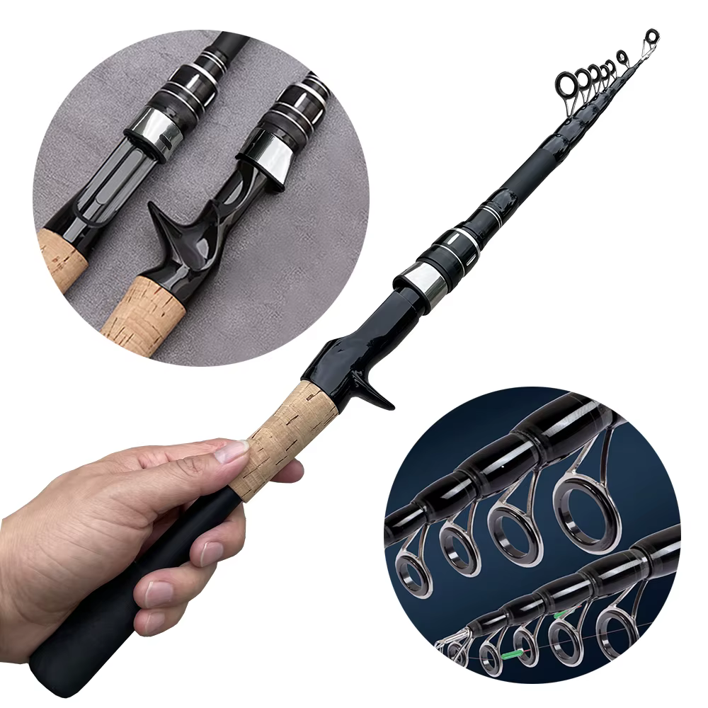 Baitcasting Lure Fishing Rod Spinning Telescopic 8g-25g Wooden Handle Carbon Casting Fishing Tackle Professional Light-weight — image 4