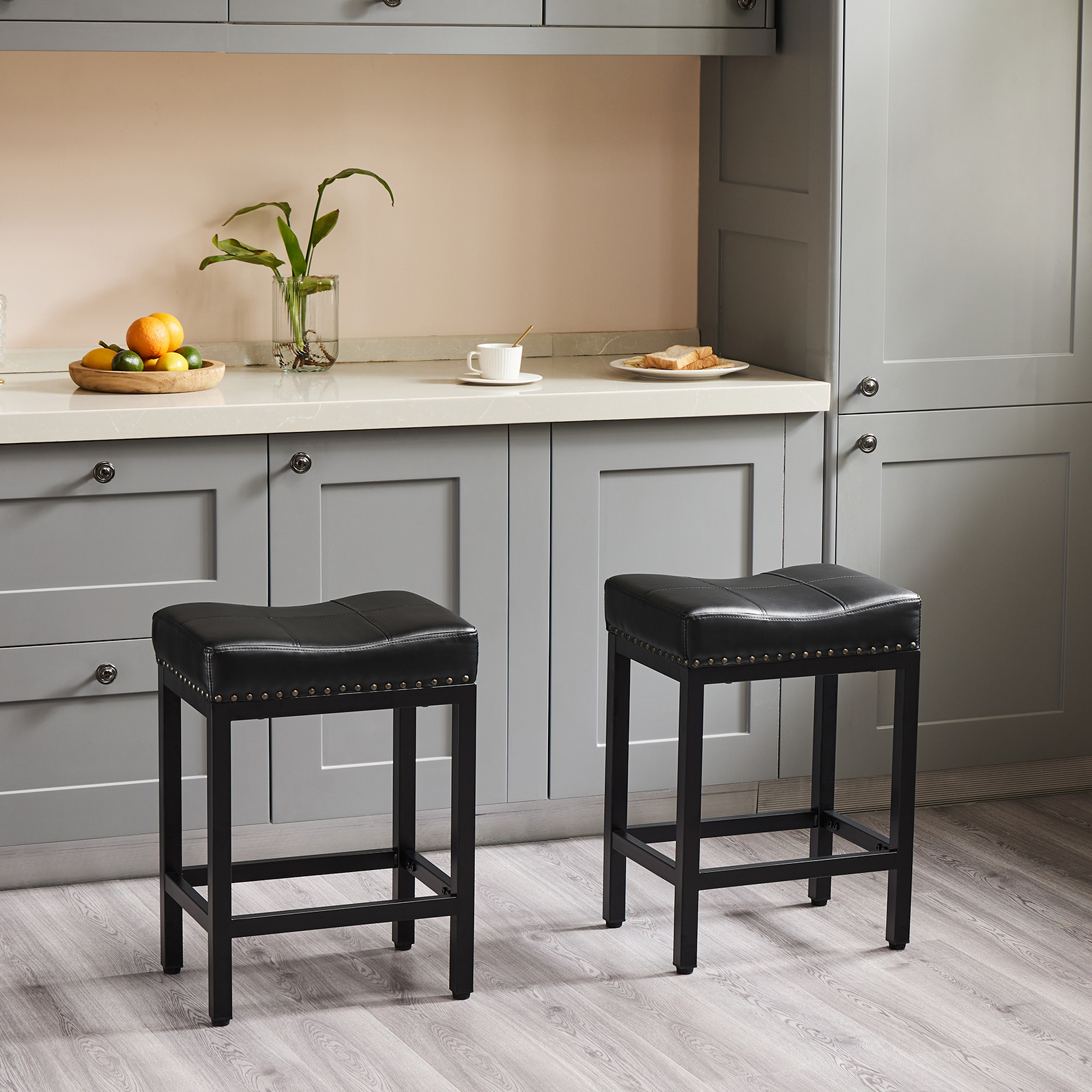 Saddle Bar Stool Kitchen Stools, Sturdy Steel Frame — image 11