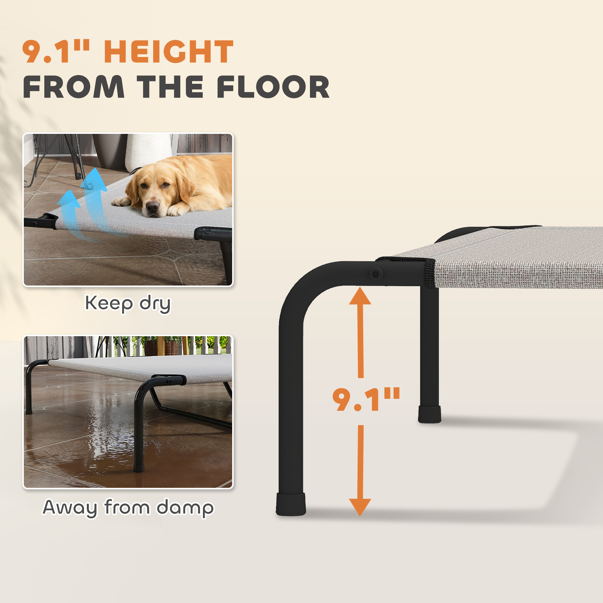 Cama Elevada para Perros Grandes Beige 60"L — imagen 2
