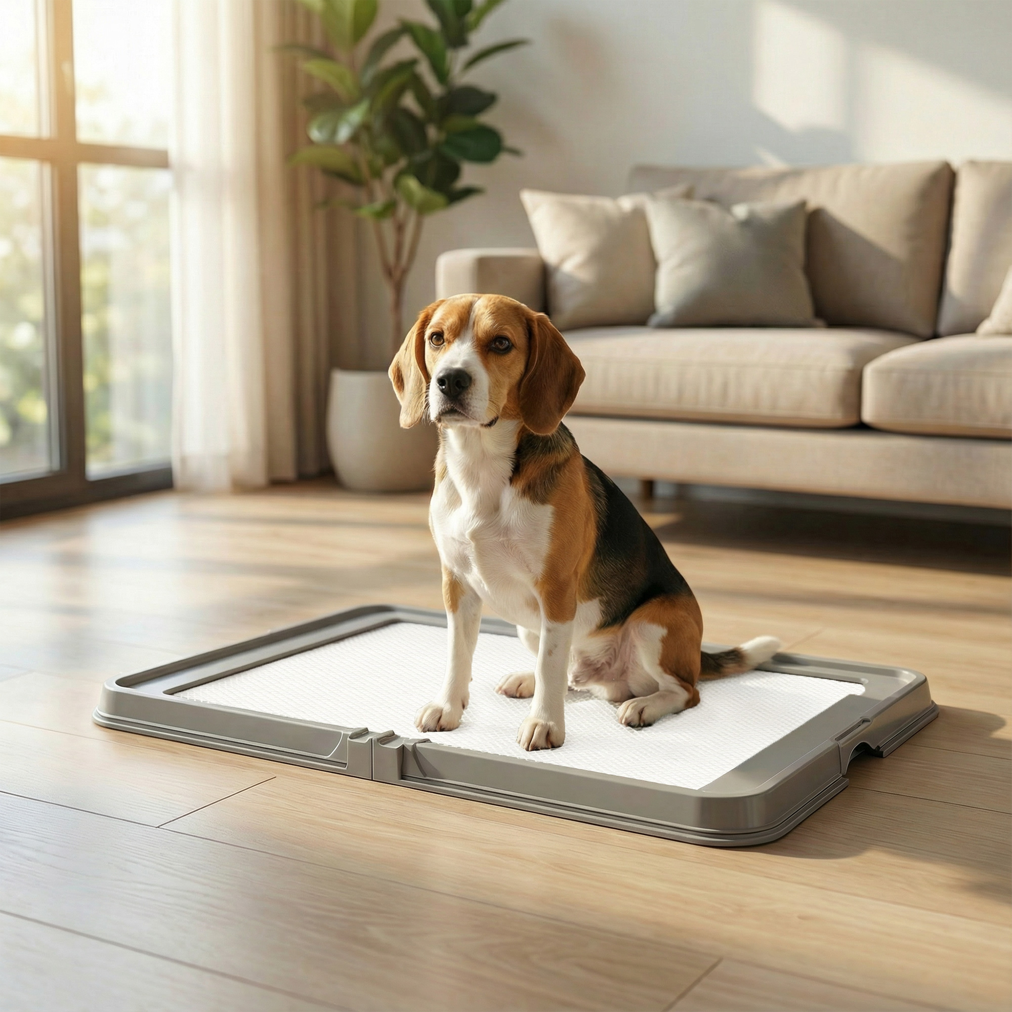 Porta Pañales Plegable para Perros con 3 Rodajas Desechables, 33.9" x 24.4", Gris — imagen 1