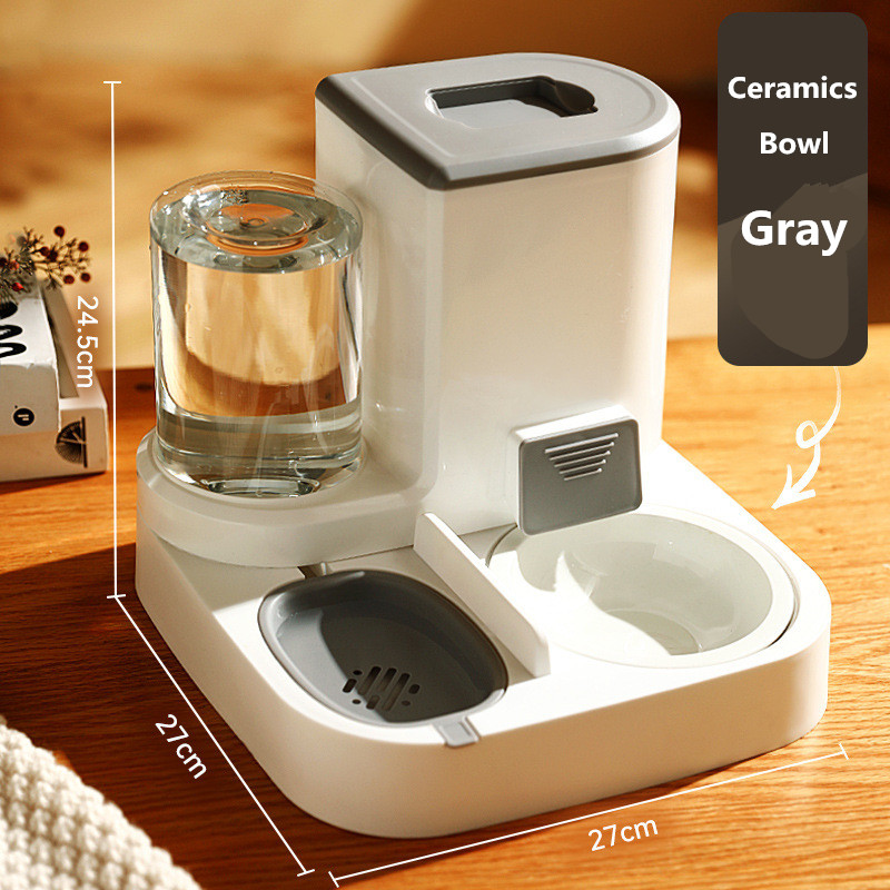 Comedero Automático para Gatos, Dispensador de Tazones para Mascotas, Tazones de Acero Inoxidable, Comedero Automático para Gatos y Perros