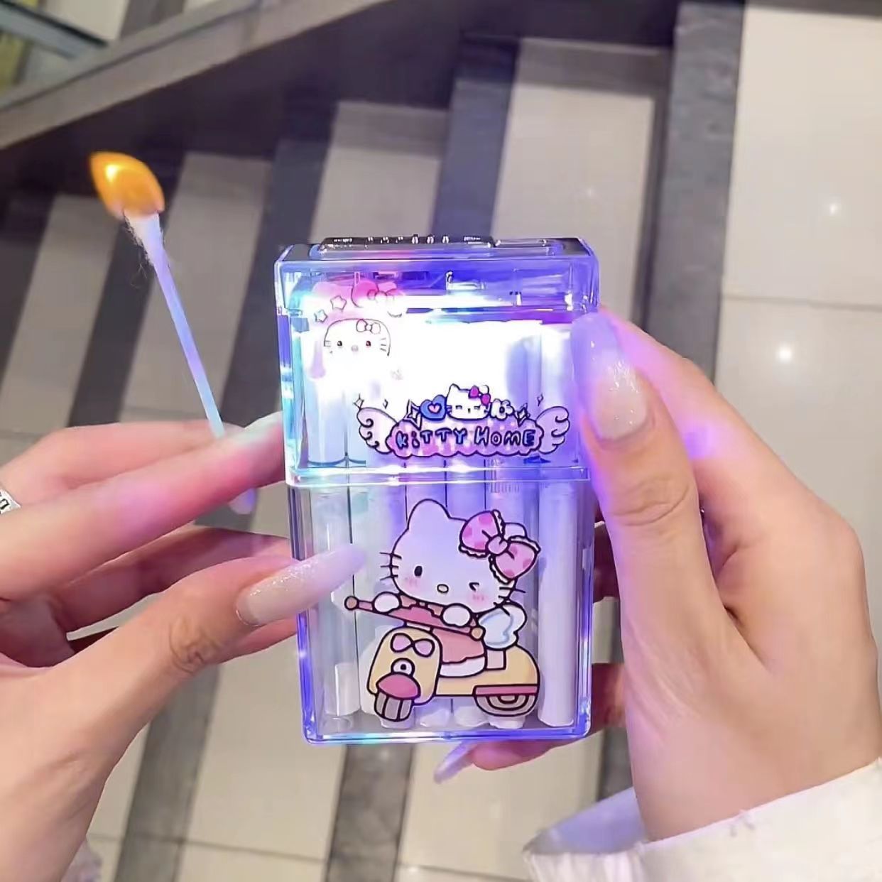 Pacha Dog Cartoon Sanrio Cigarette Box Charging Lighter Integrated Transparent Body Atmosphere Colorful Lights Cute Gift Object — image 5