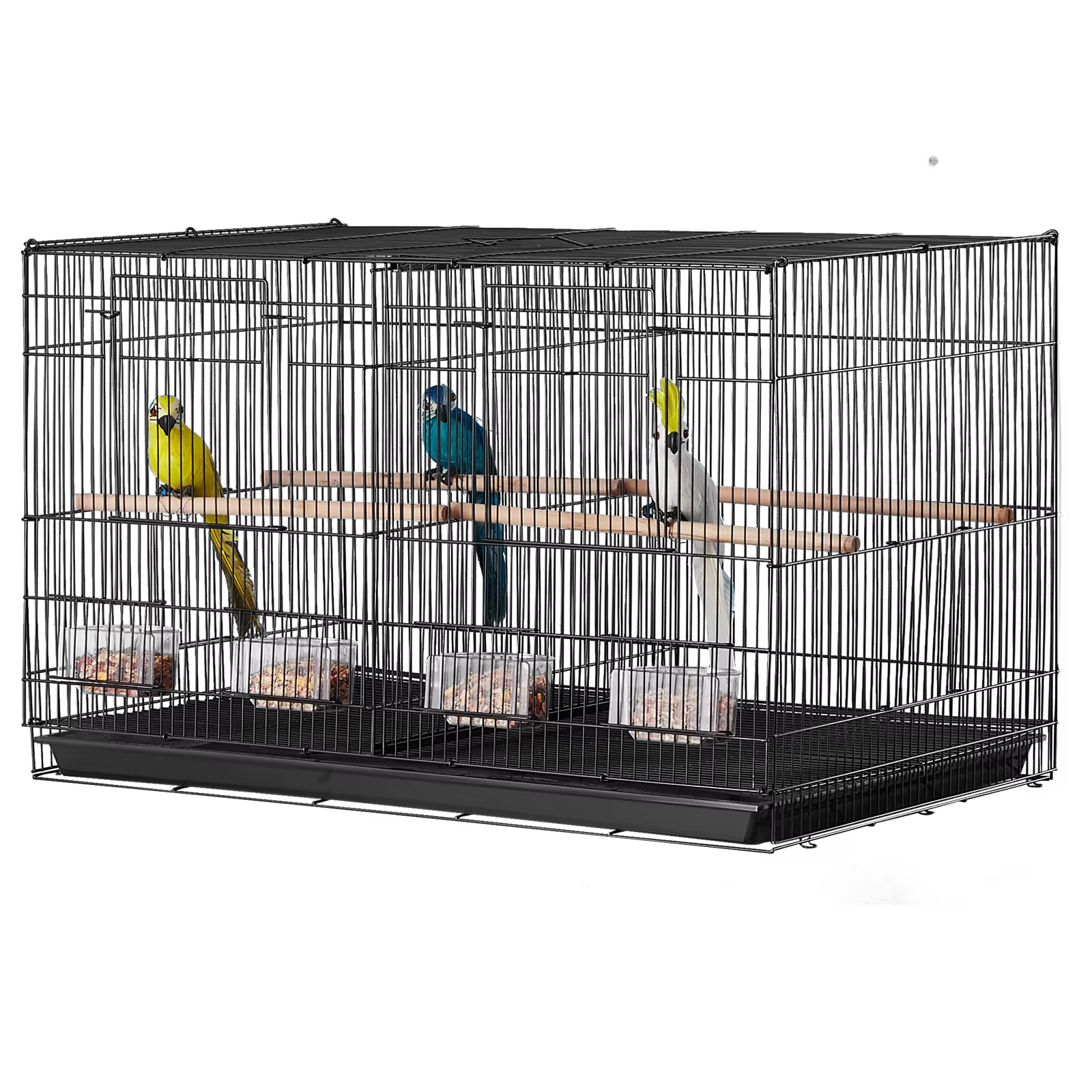 SucceBuy 30In Flight Bird Cage Stackable Divided Small Animal Cage for Kinds of Birds Pet Travel Birdcage with Handle and Perche — image 1