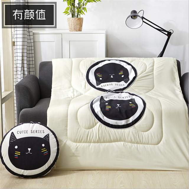 Multifunction Cartoon Cool Cat Plush Round Portable Cushion Blanket Air Conditioning Quilt Throw Pillows for Car Sofa — image 10