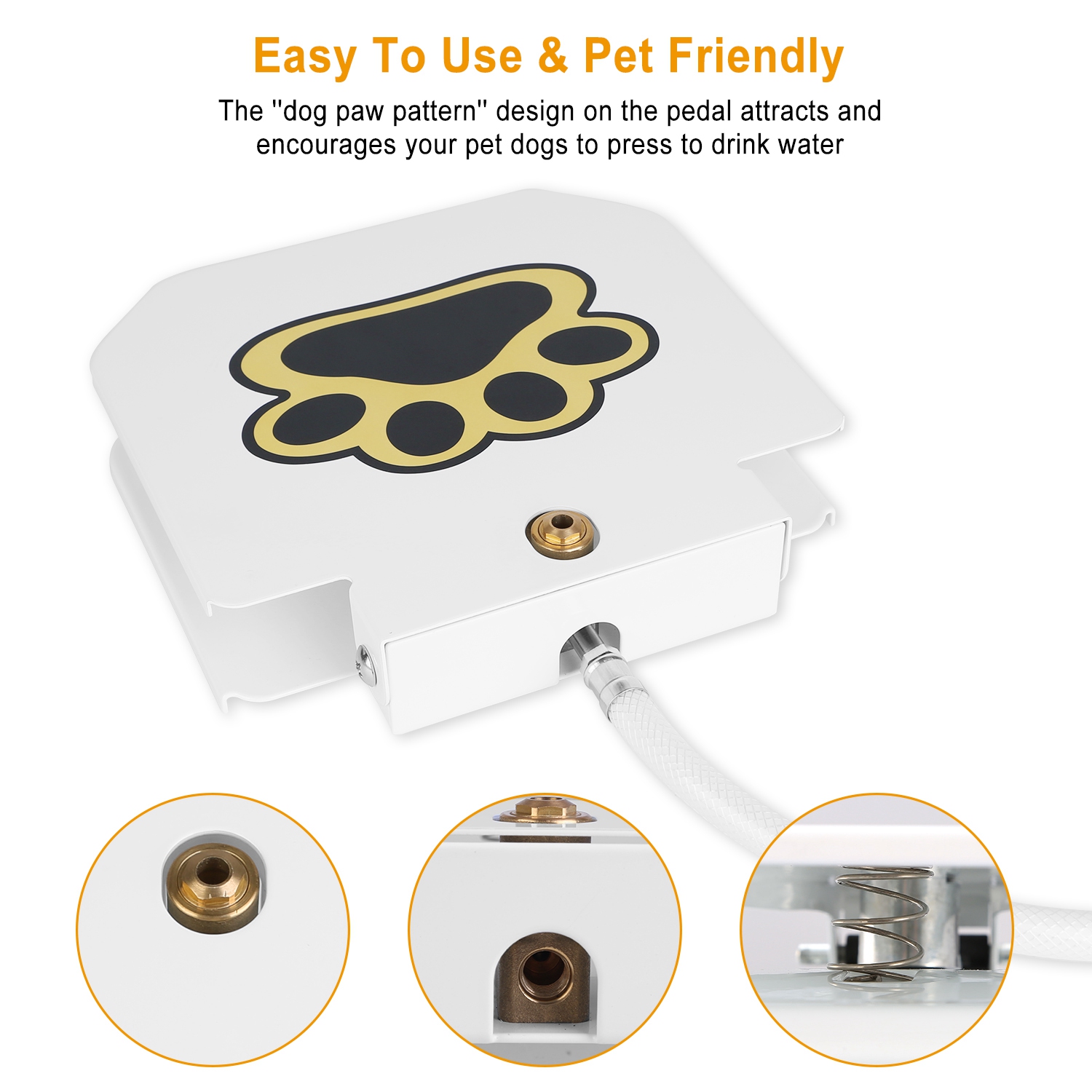 Fuente de Agua para Perros de Exterior, Dispensador de Agua para Mascotas con Aspersor Activado por Pedal, Pedal de Pata Interactivo para Beber Agua — imagen 2