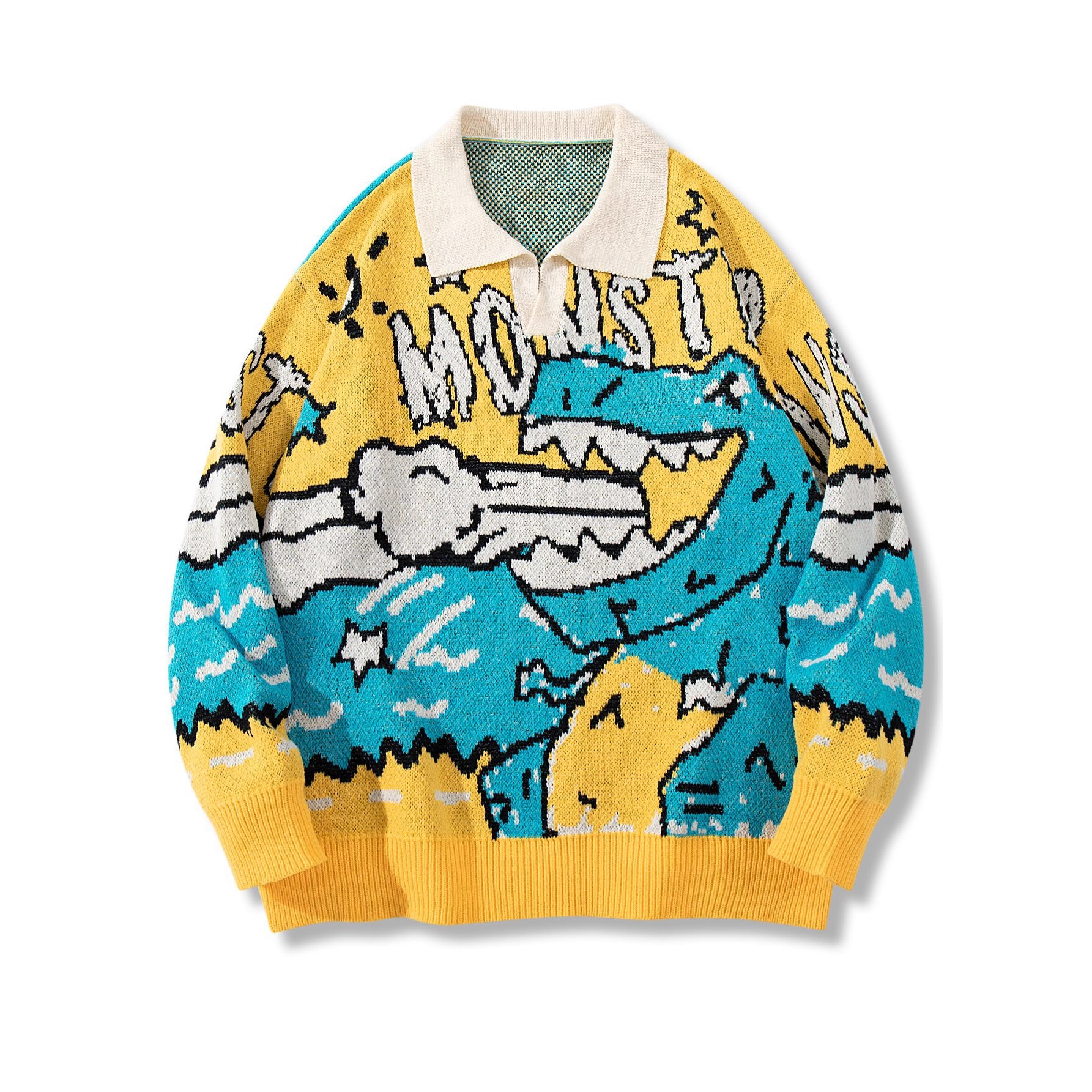 Dinosaur long sleeved loose sweater for men — image 2
