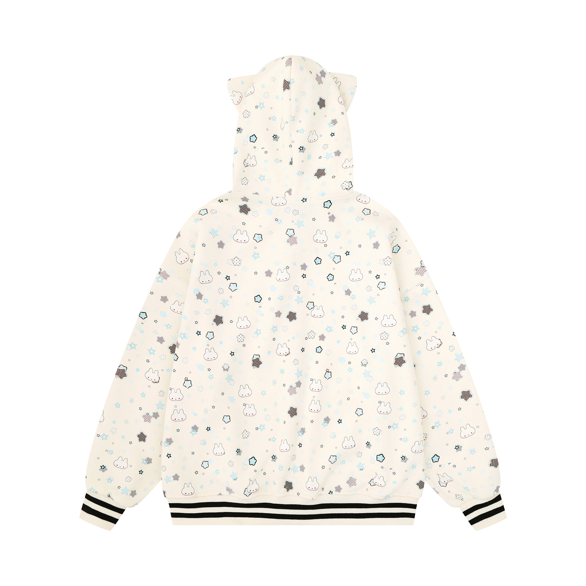 Women's Tie-Dye Hooded Cardigan with Cartoon Kitten Embroidery, Faux Fur Collar and Cat Ears — image 3