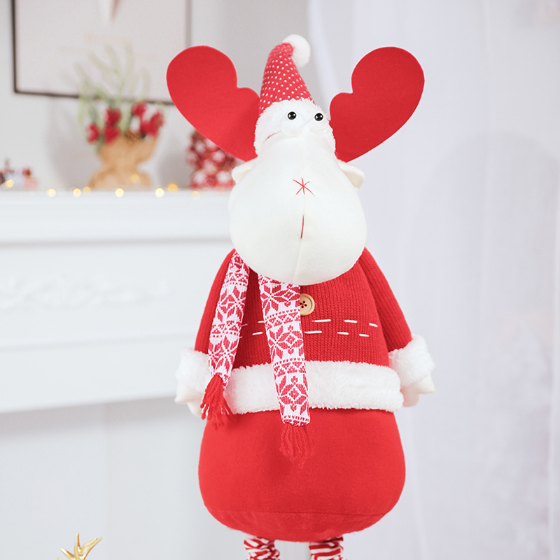 Christmas Stretch Hem Tabletop Santa Decoration Doll Reindeer Christmas Plush Snowman Figurine Ornament — image 3