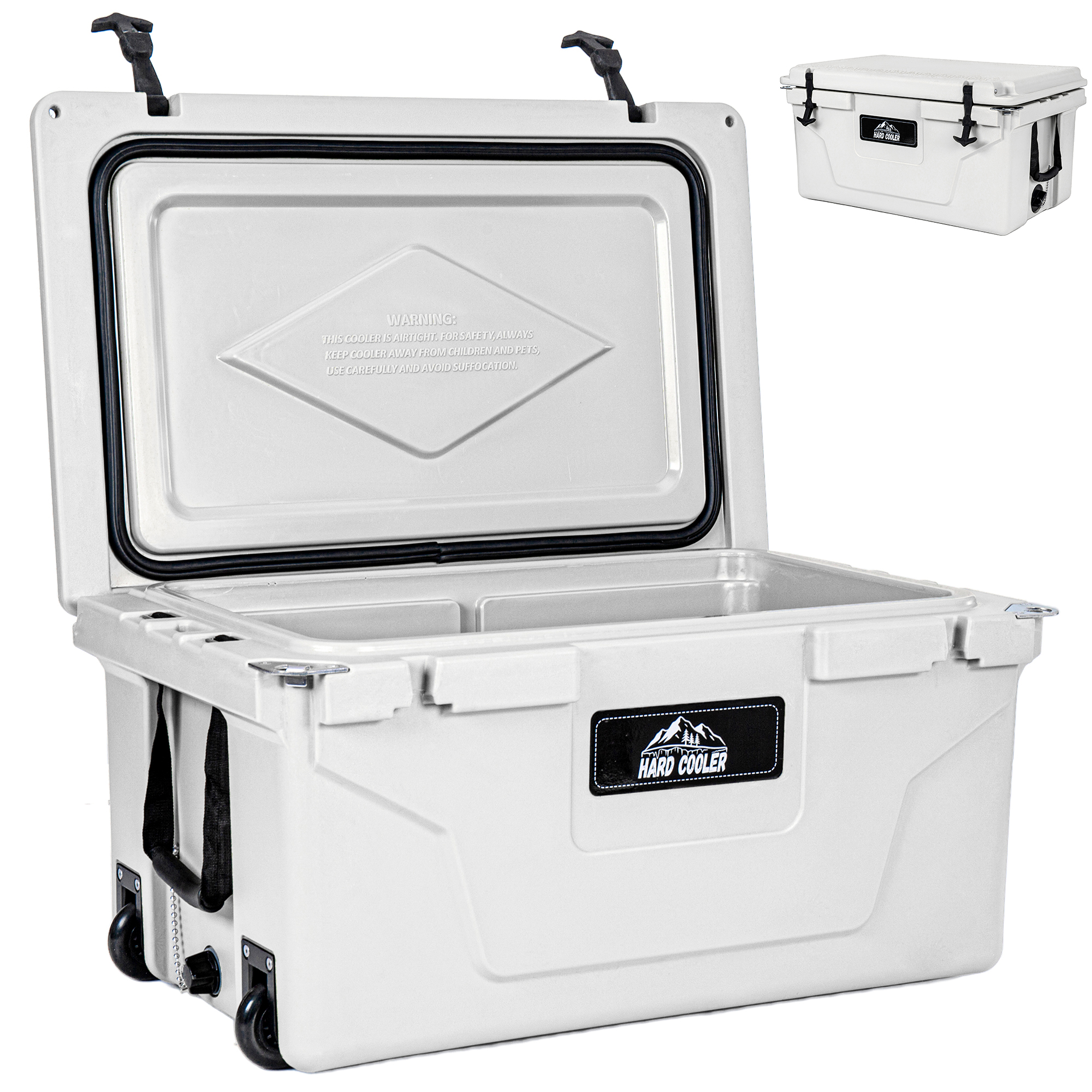 Nevera portátil de camping y pesca blanca de 65QT aislada — imagen 1